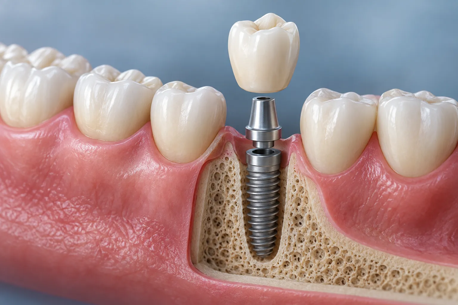Implant replacing a missing tooth