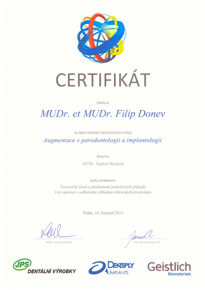 Zertifikat von MUDr. et MUDr. Filip Donev Nr. 07
