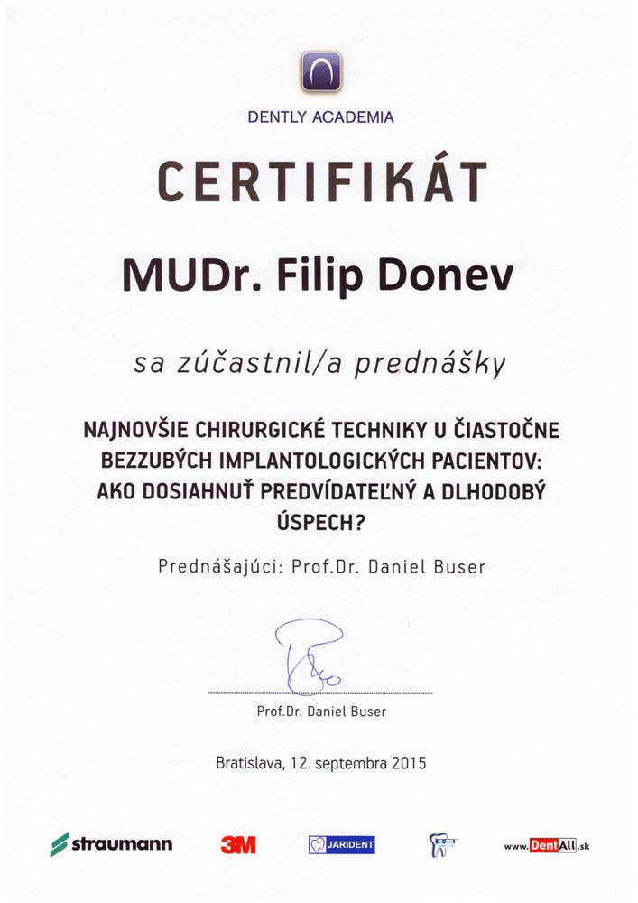 Zertifikat von MUDr. et MUDr. Filip Donev Nr. 13