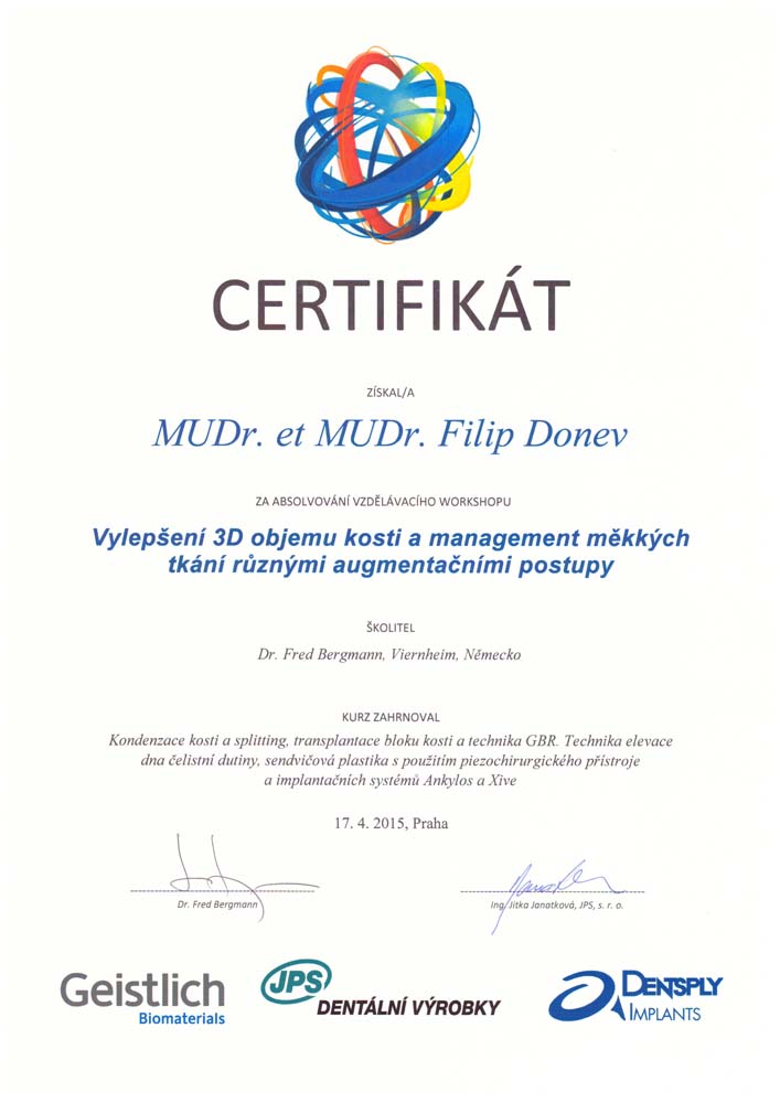 Zertifikat von MUDr. et MUDr. Filip Donev Nr. 15